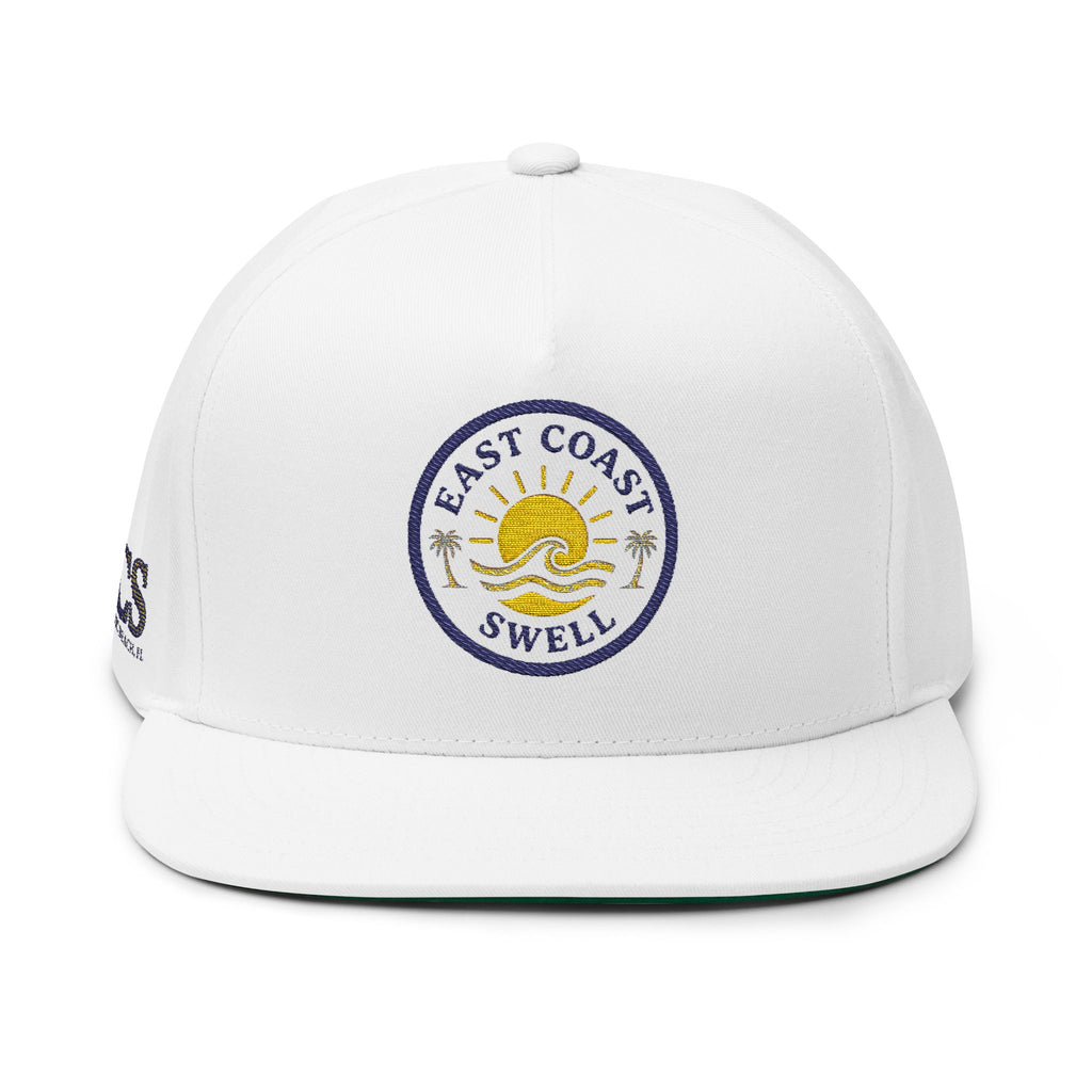 East Coast Swell Embroidered Flat Bill Cap — Vintage Surf Trucker Hat